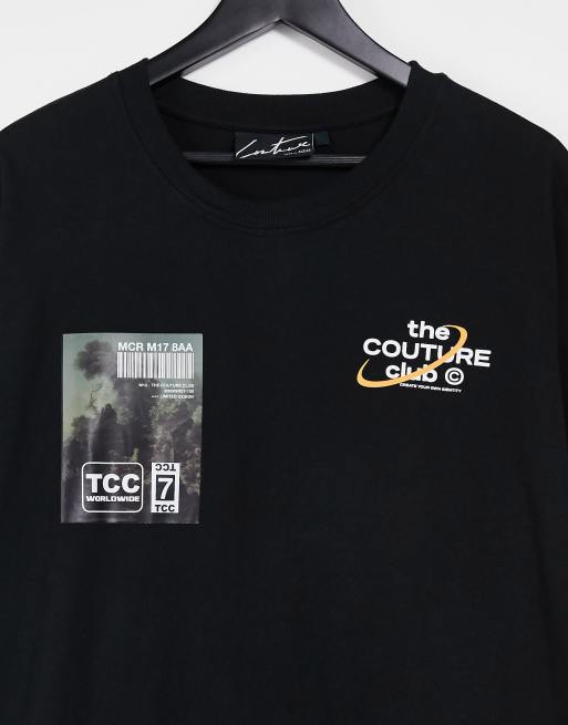 The Couture Club Oversize T Shirt In Schwarz Mit Olgemalde Motiv Auf Dem Rucken Asos