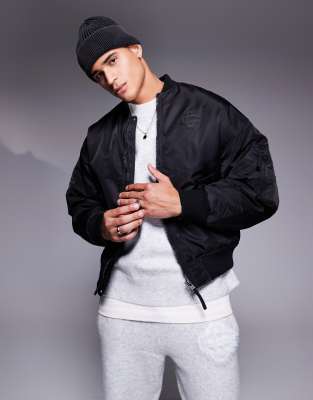 The Couture Club - Oversized bomberjack met embleem in zwart - view 1