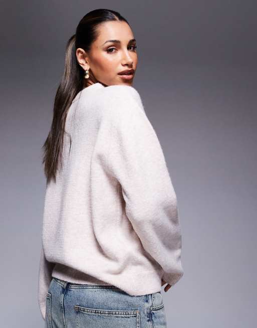The Couture Club - Oversized fluffy gebreide trui met logoprint in roze, 4 van 4