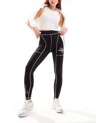 The Couture Club The Couture Club oversized graphic leggings with contrast stitch in black-Blue