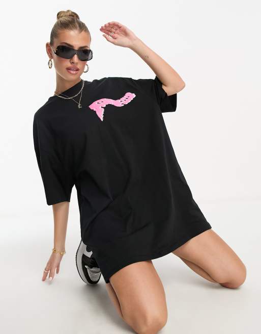 The Couture Club oversized graphic t shirt dress in black