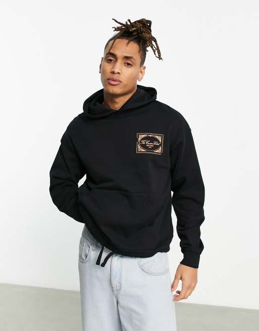 The Couture Club oversized hoodie in black with stamp logo print