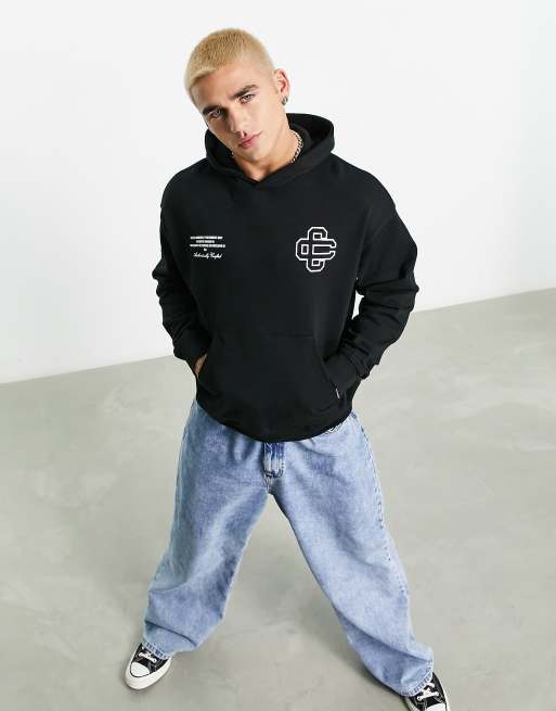 The Couture Club - Oversized hoodie in zwart met embleem en geschreven logo