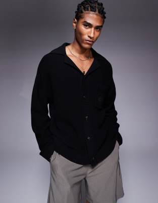 oversized knit shirt in black