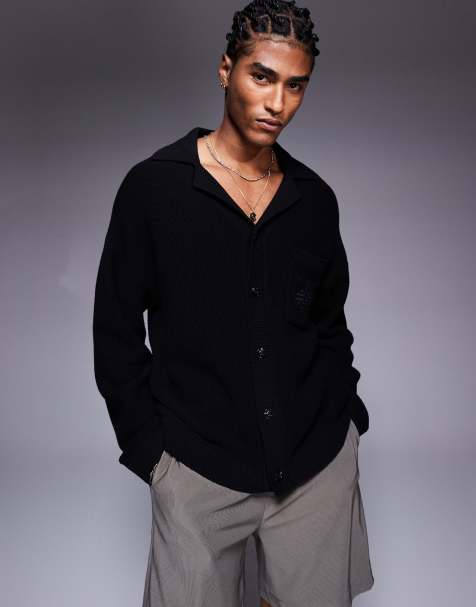 The Couture Club oversized knit shirt in black - view 1