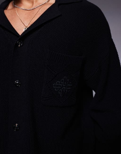 The Couture Club oversized knitted shirt in black, 2 of 4