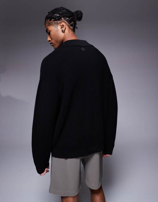 The Couture Club oversized knitted shirt in black, 3 of 4