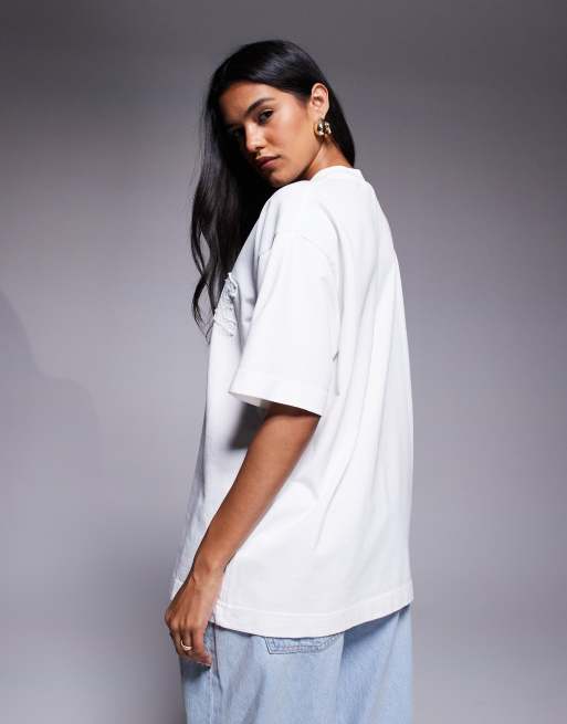 The Couture Club oversized logo t-shirt in white, 2 of 4