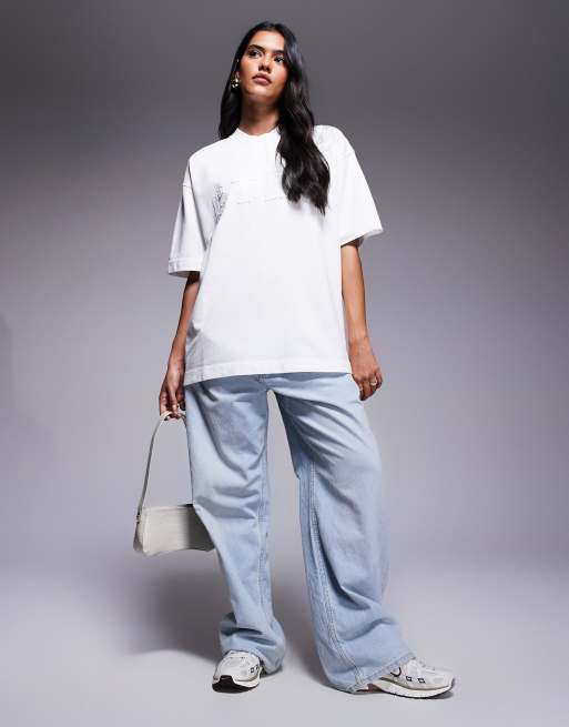 The Couture Club oversized logo t-shirt in white, 3 of 4