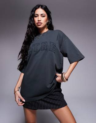 oversized logo T-shirt in white-Gray