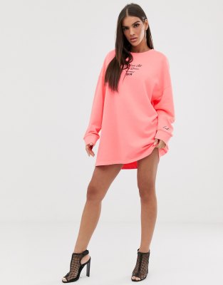 pink long sleeve t shirt dress