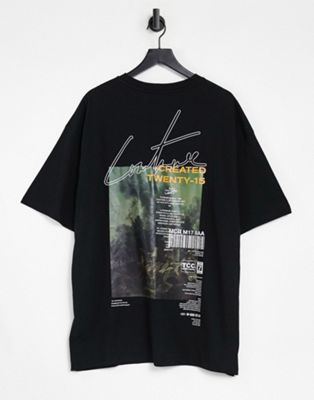 The Couture Club oversized oil paint back print t-shirt in black | ASOS