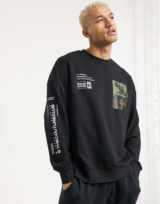 The Couture Club oversized oil paint sweatshirt in black