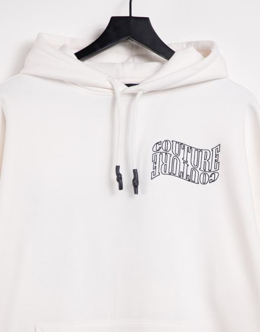 The Couture Club oversized slogan hoodie in off white