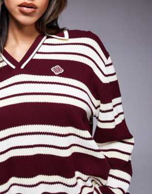 Shop The Couture Club Oversized Striped Knit Polo Shirt