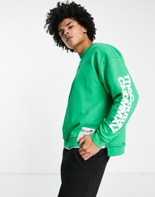 The Couture Club oversized sweatshirt in green with racer print (part of a set)