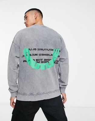 The Couture Club oversized sweatshirt in grey with logo print - ASOS Price Checker