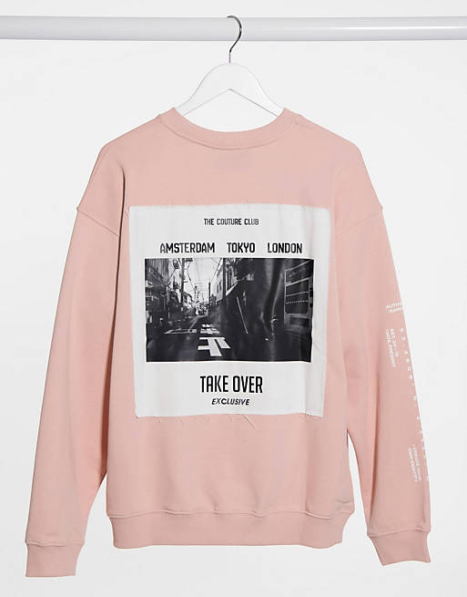 The Couture Club oversized sweatshirt in pink