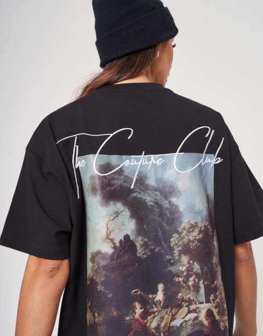 The Couture Club oversized t-shirt dress with graphic print in black | ASOS