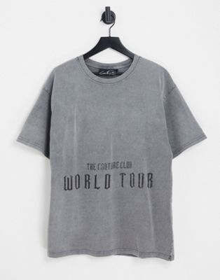 The Couture Club oversized t-shirt in acid wash grey with gothic heart back print - ASOS Price Checker