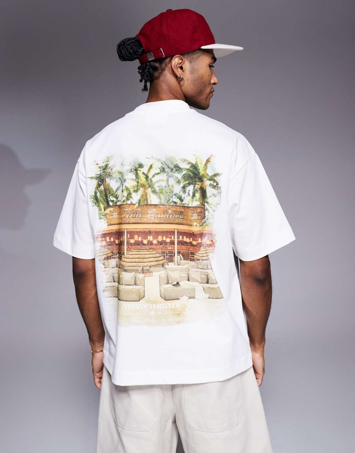 The Couture Club oversized t-shirt in off white with scenic back print