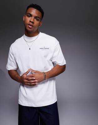 oversized t-shirt in white with chest and back logo print