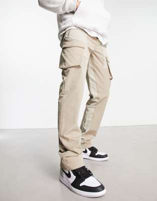 The Couture Club panelled cargo trousers in beige-Neutral