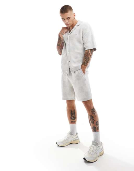 The Couture Club - Pantaloncini in maglia grigi a scacchi in coordinato