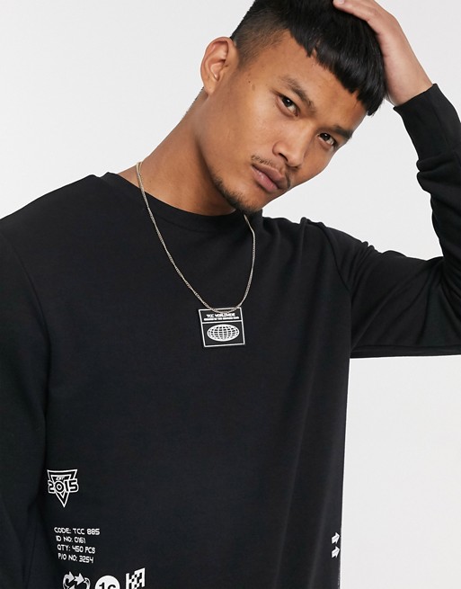 The Couture Club premium sweatshirt with multi logo badge in black