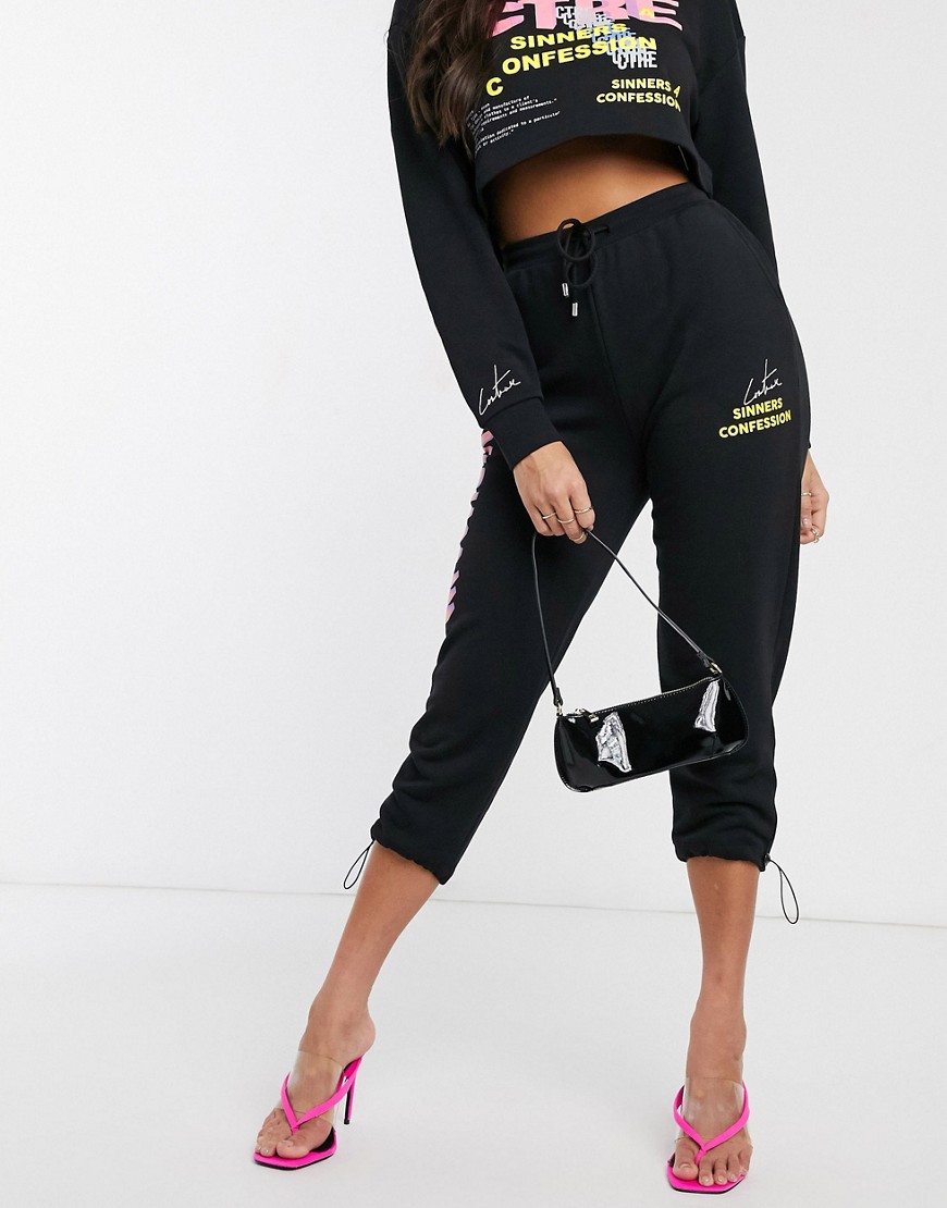 The Couture Club printed jogger in black