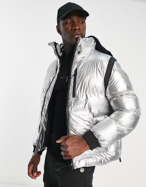 The Couture Club puffer jacket in textured metallic grey | ASOS