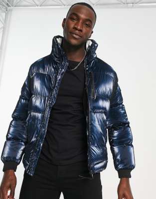 ASOS Plus Reflective Puffer Jacket in Metallic for Men