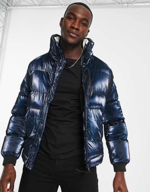 The Couture Club puffer jacket in textured metallic teal ASOS