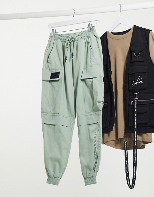 The Couture Club racer cargo pocket trousers in mint