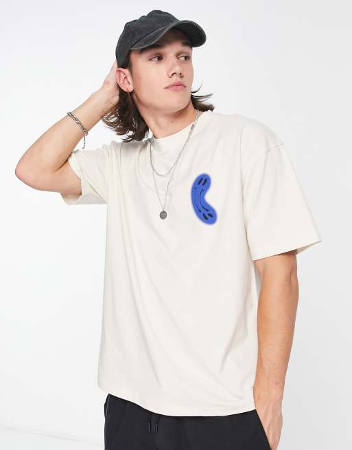 The Couture Club - Råhvid T-shirt med forvrænget print forskellige steder i afslappet pasform