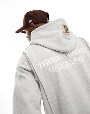 The Couture Club raw seam half zip hoodie in grey marl