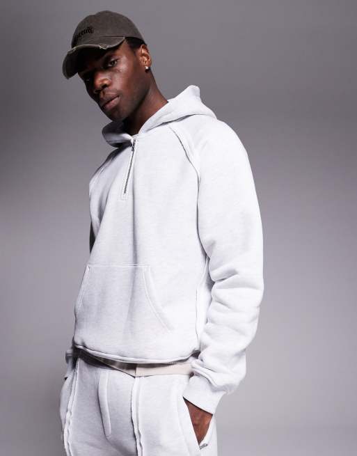 The Couture Club raw seam logo hoodie in grey marl (part of a set) 