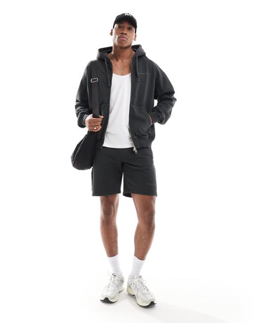 The Couture Club raw seam zip through hoodie in charcoal (part of a set)