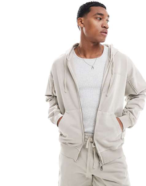 The Couture Club raw seam zip up hoodie in beige - part of a set - view 1