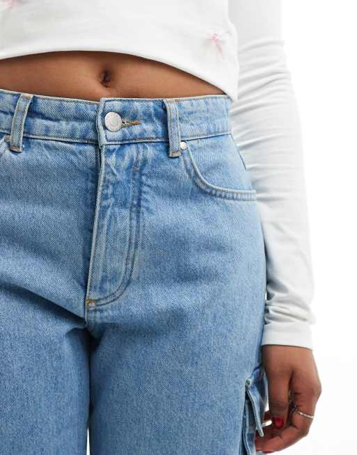 The Couture Club relaxed cargo jeans in washed blue, 5 of 5