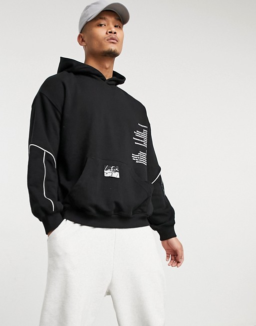 The Couture Club relaxed double pocket hoodie in black