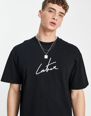 The Couture Club relaxed fit t-shirt in black with signature logo print - ASOS Price Checker