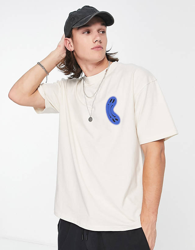 The Couture Club - relaxed fit t-shirt in off white with distorted placement prints