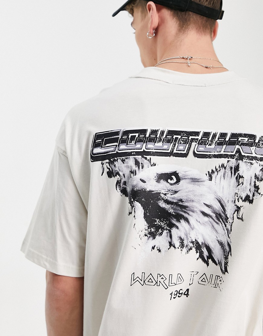 The Couture Club relaxed fit t-shirt in off white with eagle back print