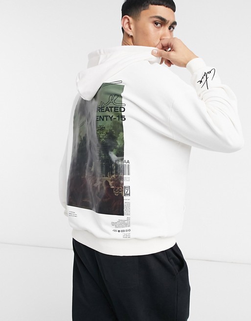 The Couture Club relaxed graphic hoodie with removable branding in off white