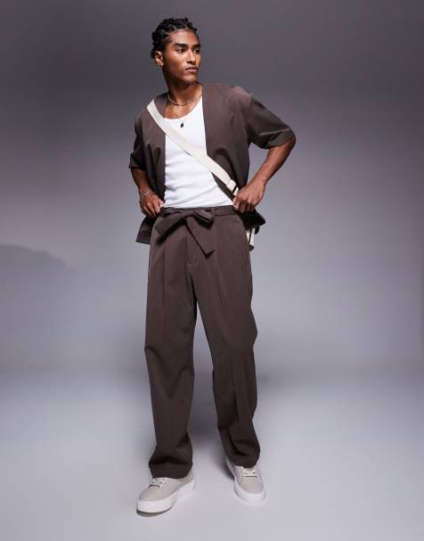 The Couture Club relaxed smart trousers co-ord in brown - view 1