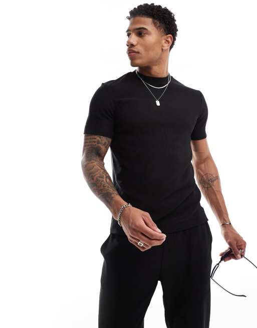 The Couture Club rib textured t-shirt in black (part of a set)