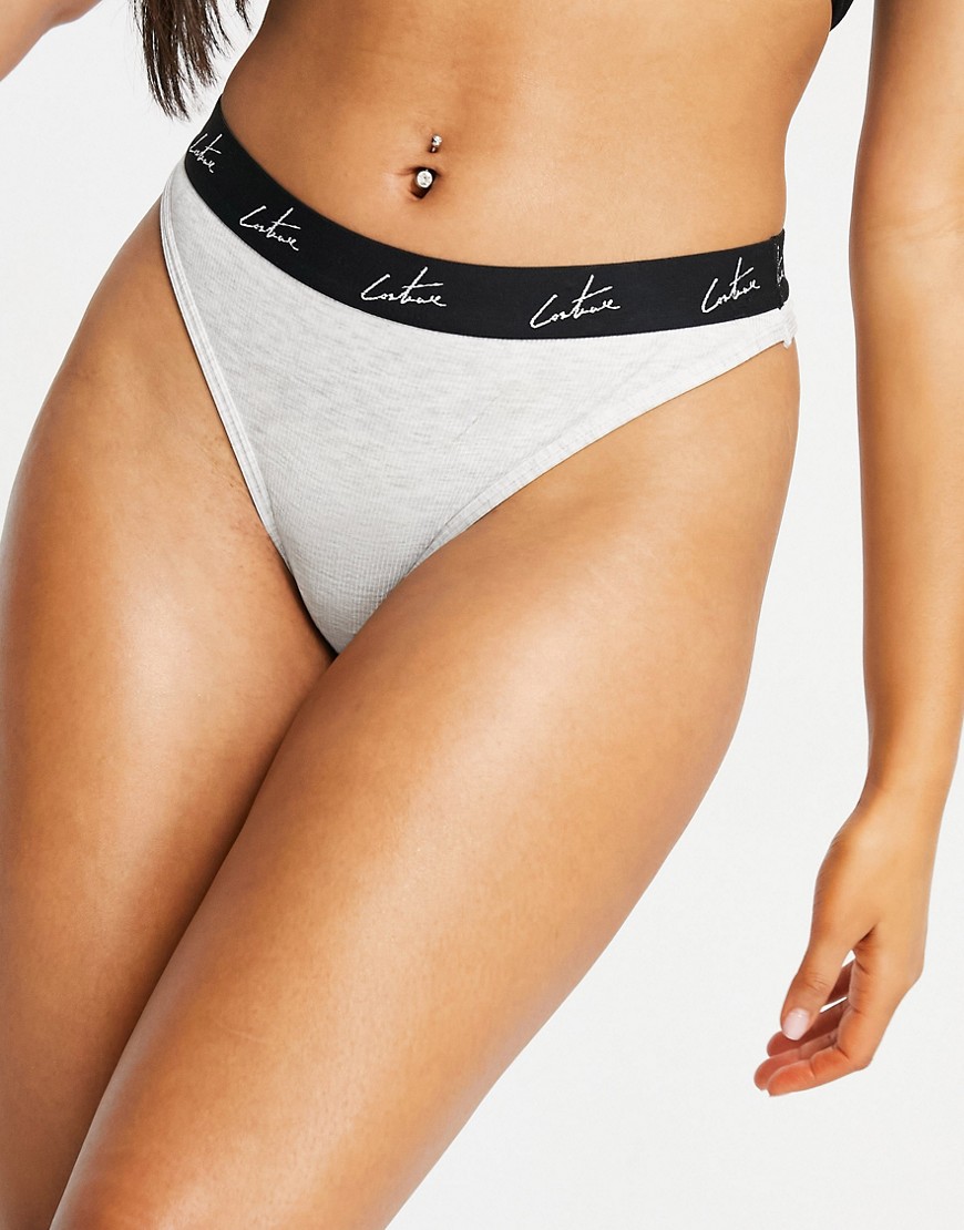 The Couture Club rib thong briefs in gray-Grey