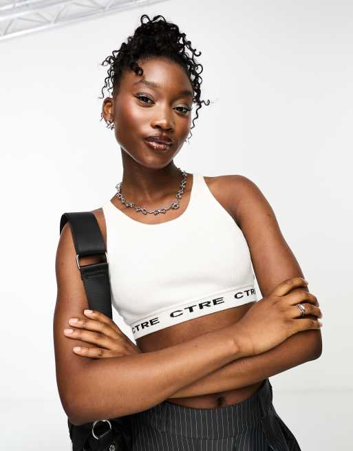 The Couture Club ribbed cropped tank top in cream