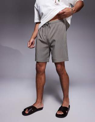 The Couture Club Ribbed Shorts In Gray